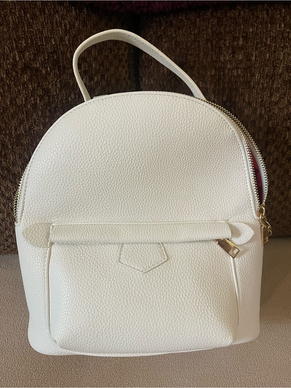 White Pebbled Mini Backpack